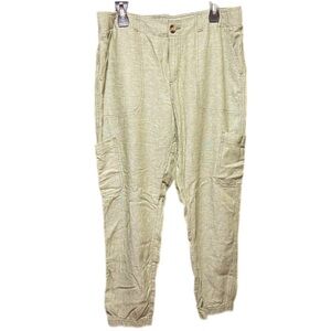 Sonoma Linen Cargo Jogger Pants Sage Green Outdoor Gorpcore Tapered Comfy Sz 14